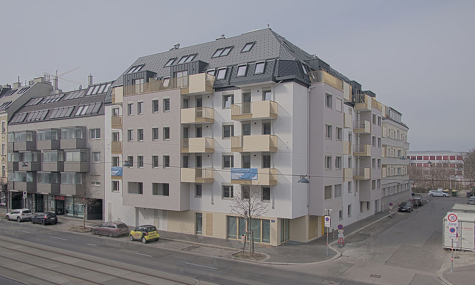 Livebild Baukamera 1 - Webcam 'Gesamtansicht Straßenseite' - Baustelle Neubau Wagramer Straße 113, 1220 Wien (ca. 5 Minuteninterval)